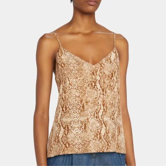 NWOT L’AGENCE Jane Silk Spaghetti Strap Cami Top in Neutral Multi Cobra size M - Picture 1 of 12